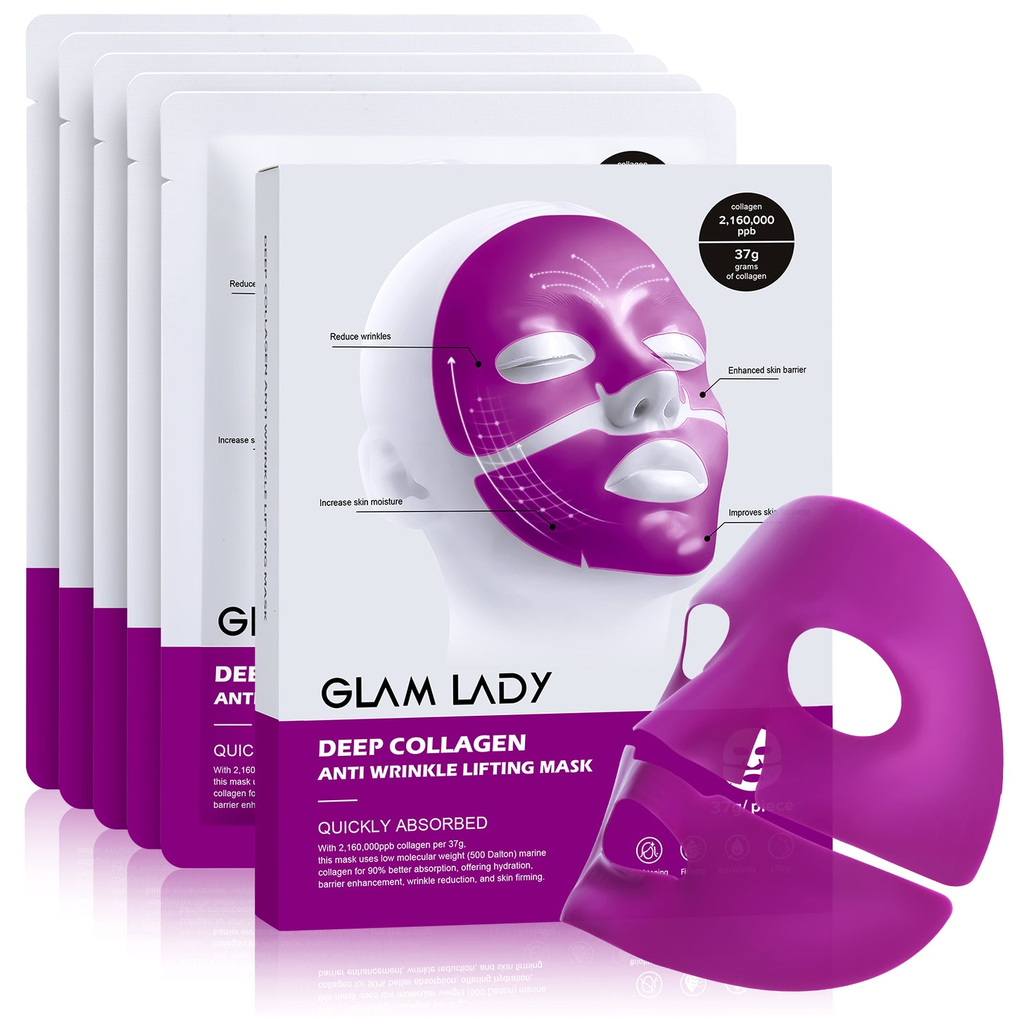 Mascarilla reafirmante antiarrugas con colágeno profundo GLAM LADY